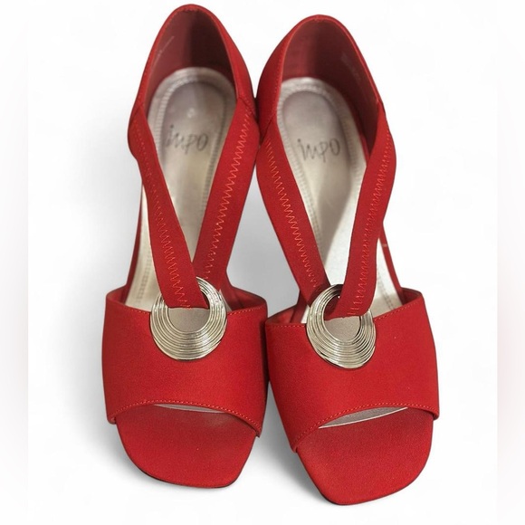Impo | Open-Toe Heels with Silver Accents - Picture 1 of 5